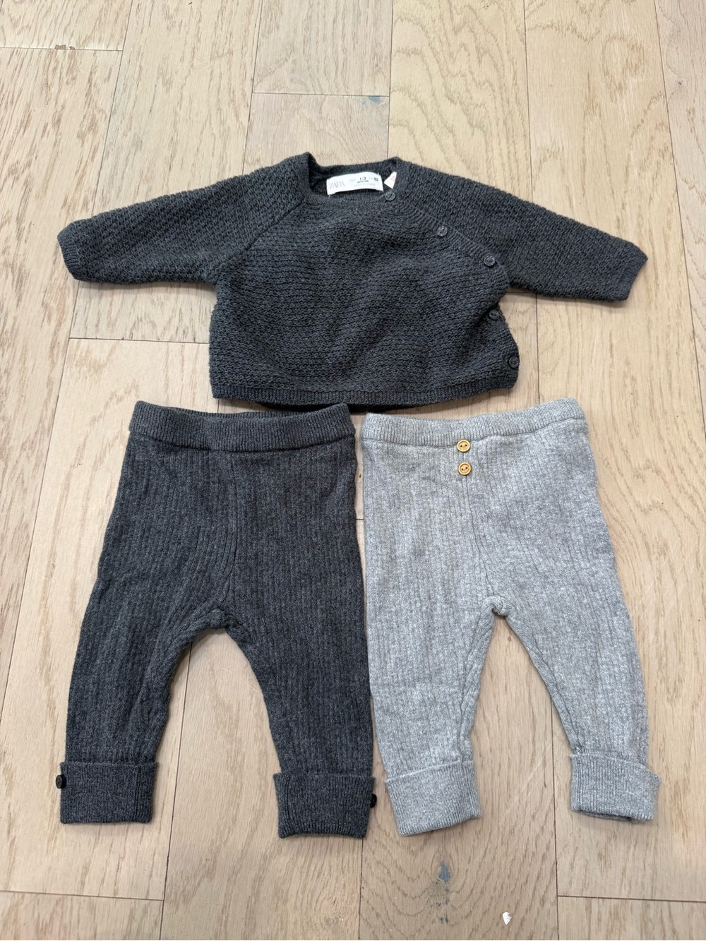 Zara Knit Sweater & Two Pants Set - Charcoal and Light Gray